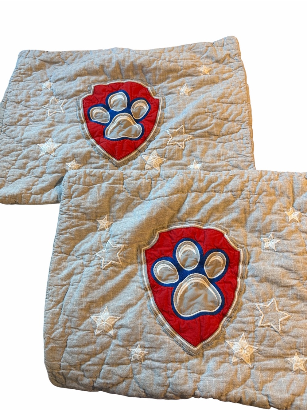 Pottery Barn Kids Paw Patrol Light Blue Quilted Pillow Shams Paw Patrol Applique
